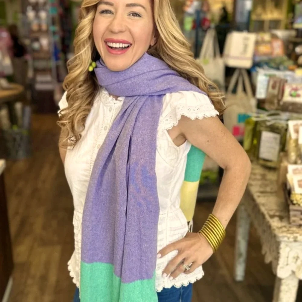 Mardi Gras Color Block Wrap Scarf Loom Weave FLiPSiDE Fleurty Girl NEW Orleans